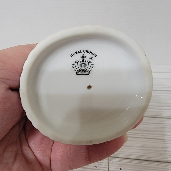 VTG Royal Crown Porcelain Toothbrush Stand White Yellow Floral Japan - Picture 7 of 8